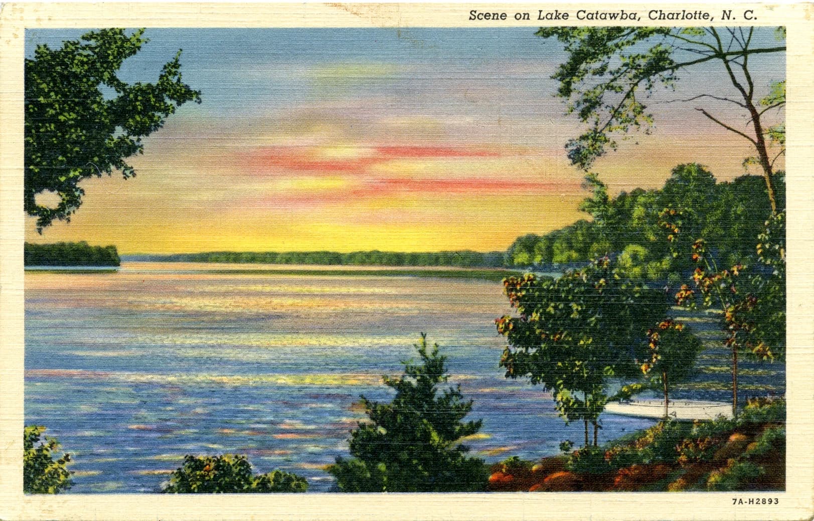 Lake Catawba postcard from 1948, before the lake was renamed Lake Wylie — courtesy of the Charlotte Mecklenburg Library